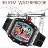 Luxury Watch Men Wrist Watches Tonneau Multifunction Graffiti Dial Auto Date Waterproof Sports Casual Clock Men Quartz Watches