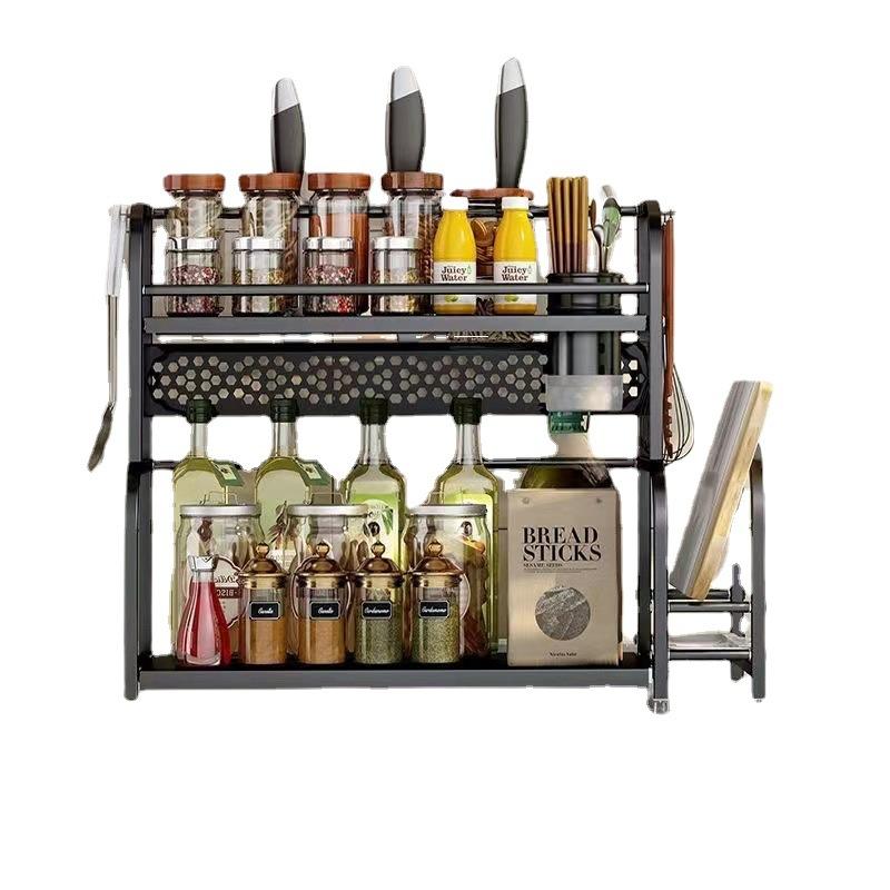 2Layers 3Layers Stainless Steel Kitchen Storage Rack Seasoning Chopsticks Shelf Organizer Knife Jar Household Accessories