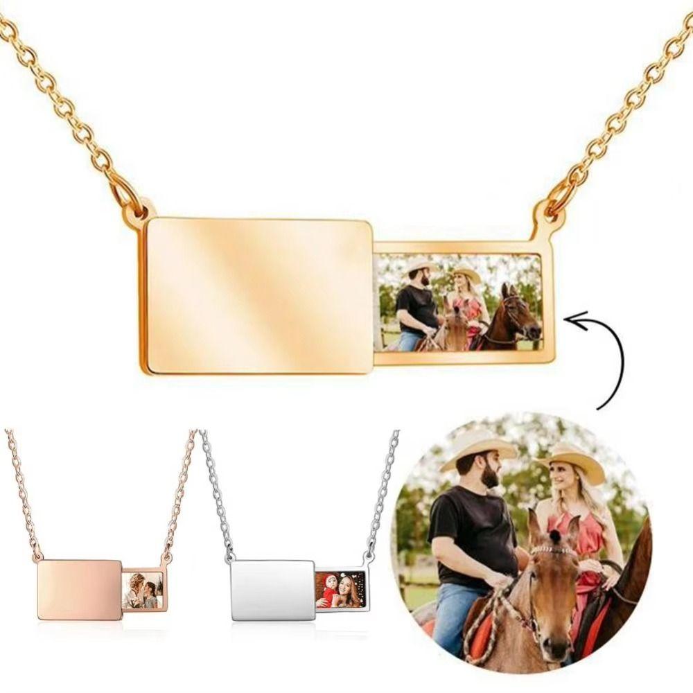 Drawer Style Personalized Necklace Electroplating Locket Pendant Fashion Necklace Memorial Jewelry