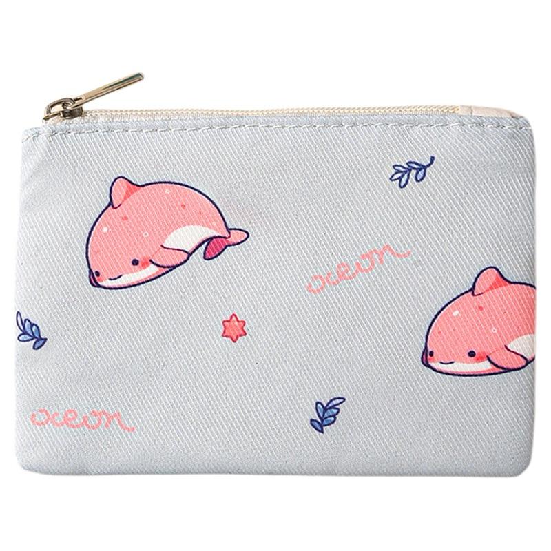 Mini small pocket wallet small fresh canvas floral fabric card bag zipper change bag student coin storage bag