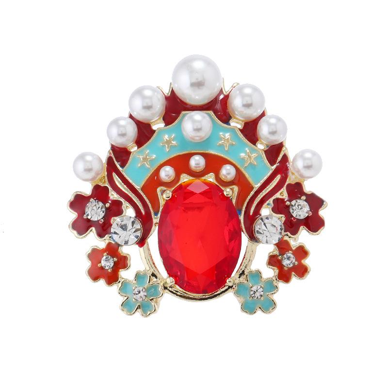 Niche Design In Knife and Horse Dan Face Brooch Pin Temperament High-end Crystal Corsage Suit Accessories Women
