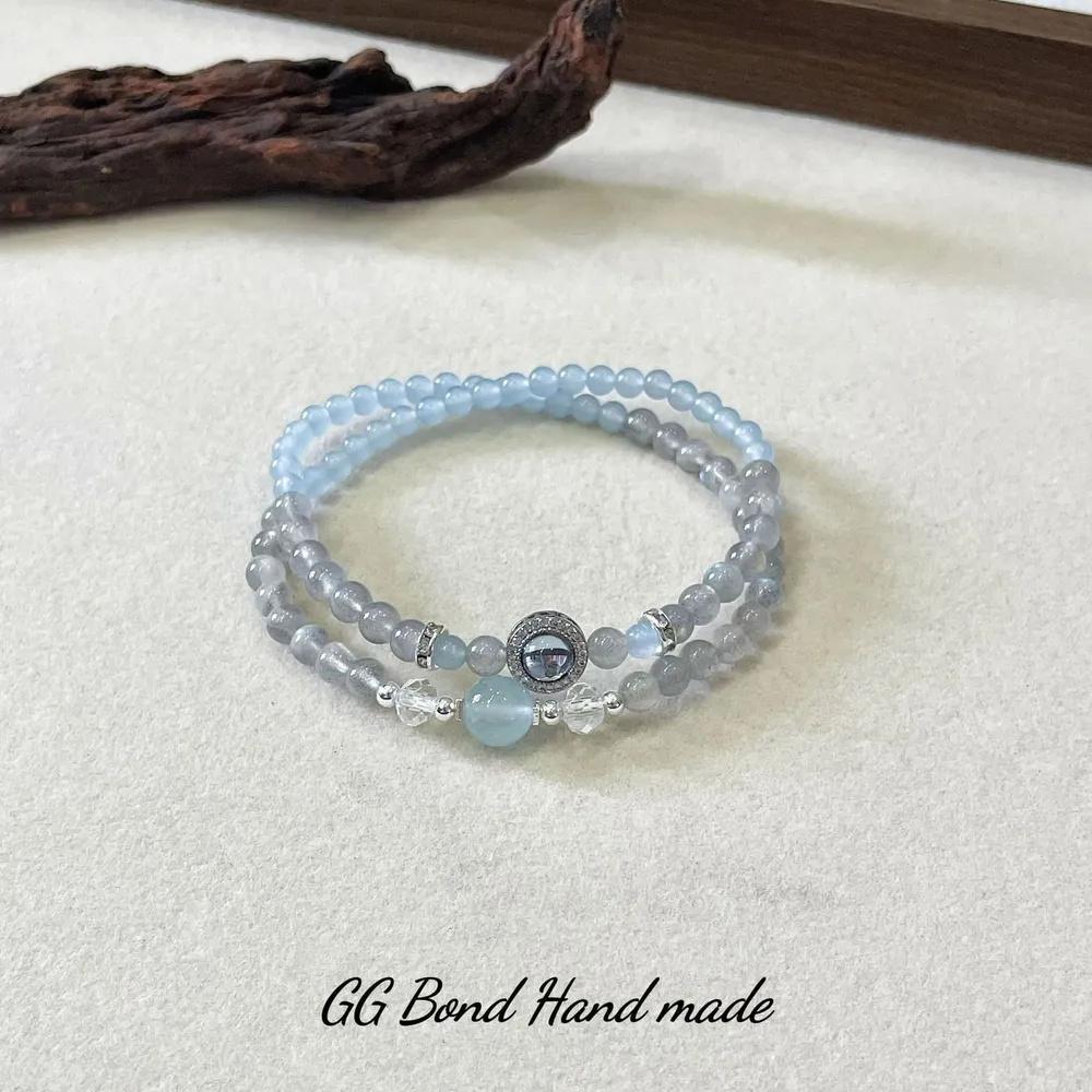 

2PCS Beaded Bracelet Set Double Layered Adjustable Design Handmade Jewelry Accessories for Daily Wear and Gift One size синій