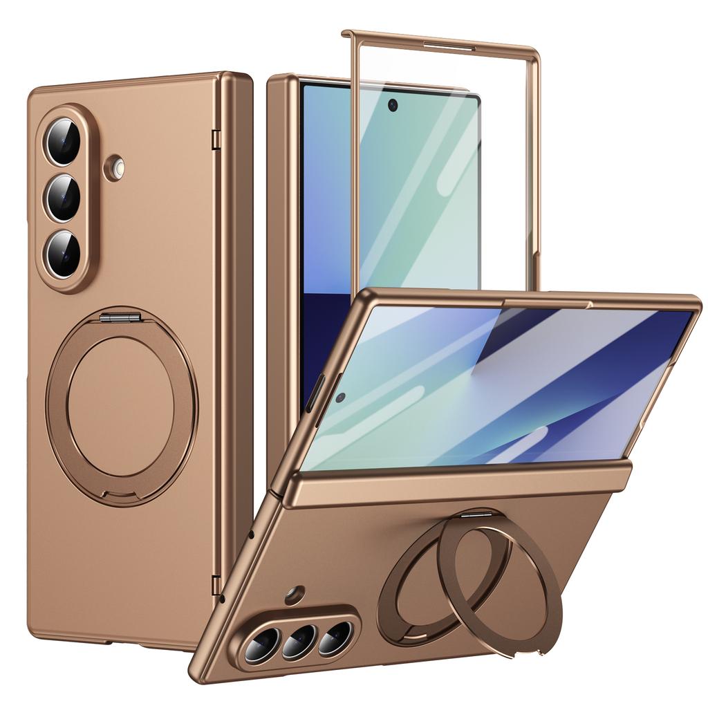 Ultrathin Magnetic Cover for Samsung Galaxy Z Fold 7/6/5 Multifunctional 360 Rotating Stand with Glass Screen Protector