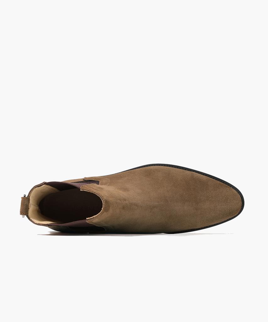 Firenze Atelier High Ankle Line Slim Toe Suede Chelsea Boots 3342-Qs [Mid Brown]