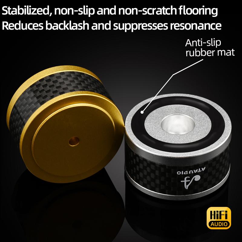 4PCS HiFi Carbon Fiber Speaker Shock Absorber Aluminum Alloy Speaker Spikes Stand Feet Pad for Speaker DAC Shock Absorbing