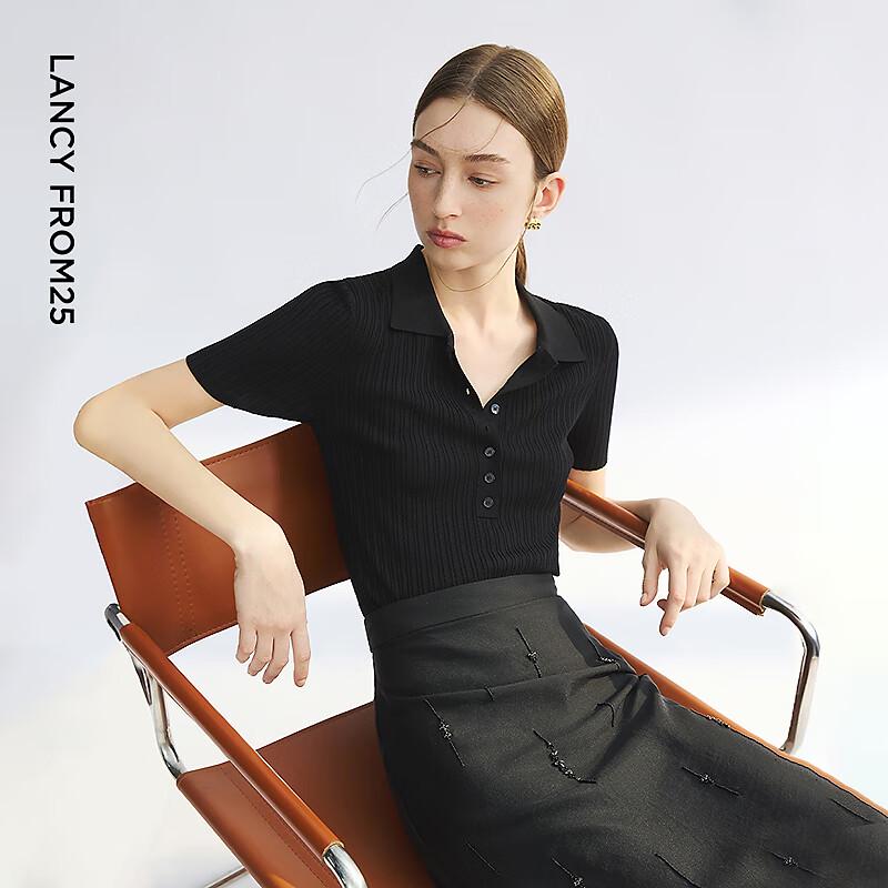 LANGZI Polo Ribbed Knit Pullover