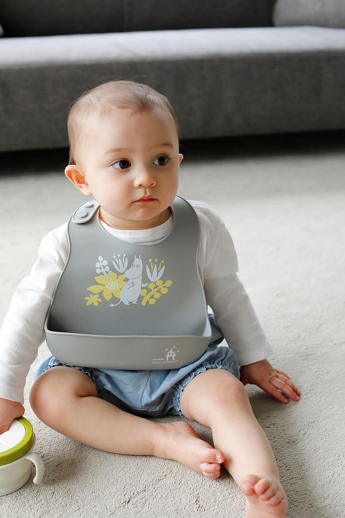 DADWAY MOOMIN BABY Silicone Moomin Light Mealtime Mealtime 1 Bib Bib, Design, Blue, Bib, Apron, BBMB0051021, (X 1)