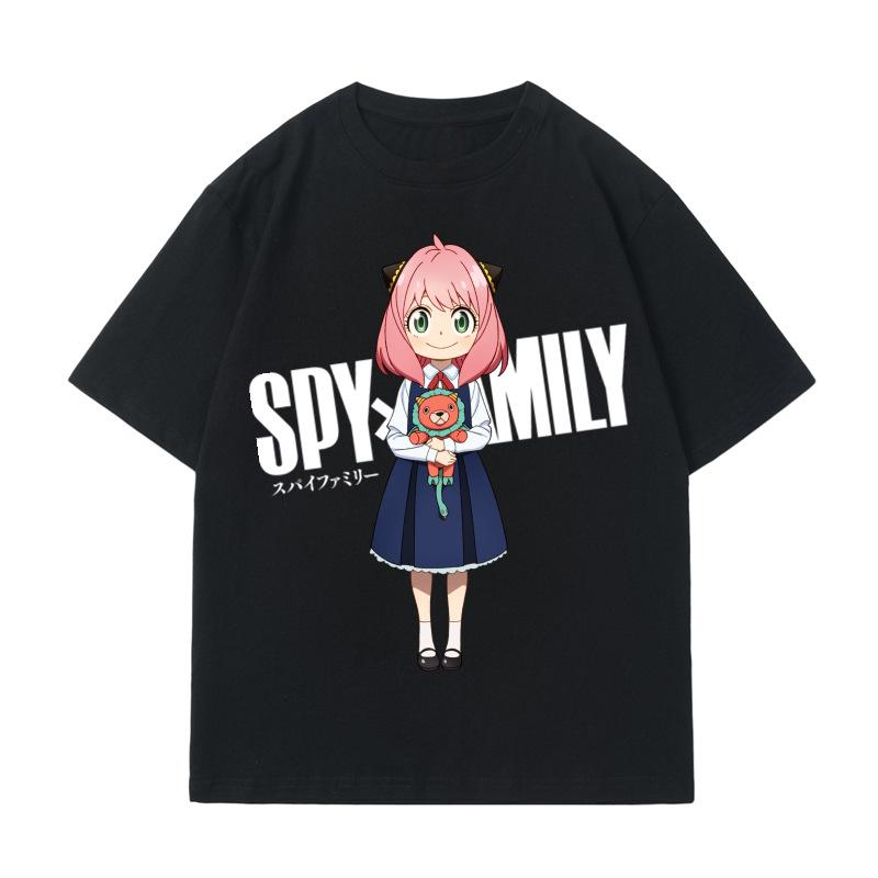 Summer New Cotton Spy Family Print Short Sleeved T-shirt for Men and Women Casual T-shirt Children's Top T-shirt
