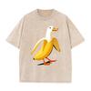 Banana Duck Print Unisex T-Shirt Retro O-Neck Summer Cotton Short Sleeve Tee Casual Loose Streetwear Tops