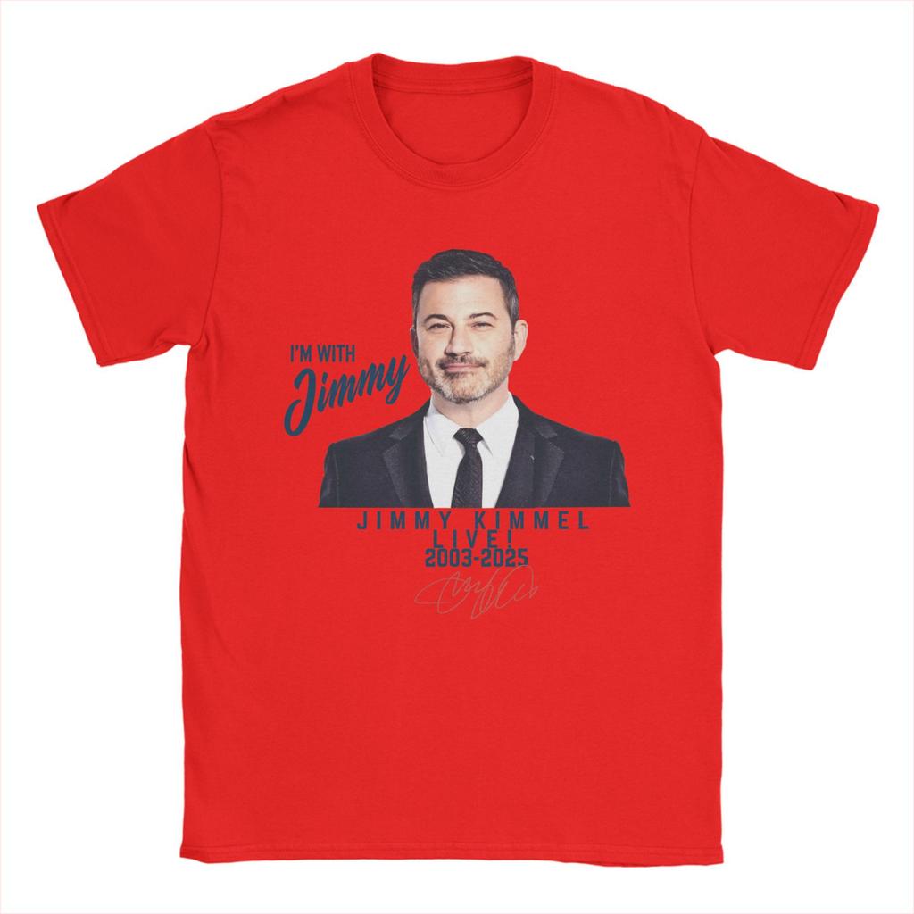 Jimmy Kimmel Red Signature T Shirt Men Cotton Humorous T-Shirt Crew Neck Tees Short Sleeve Tops Birthday Gift