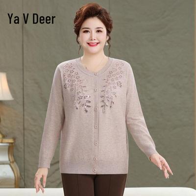 Yalu Bestickte Strickjacke für Damen mittleren Alters