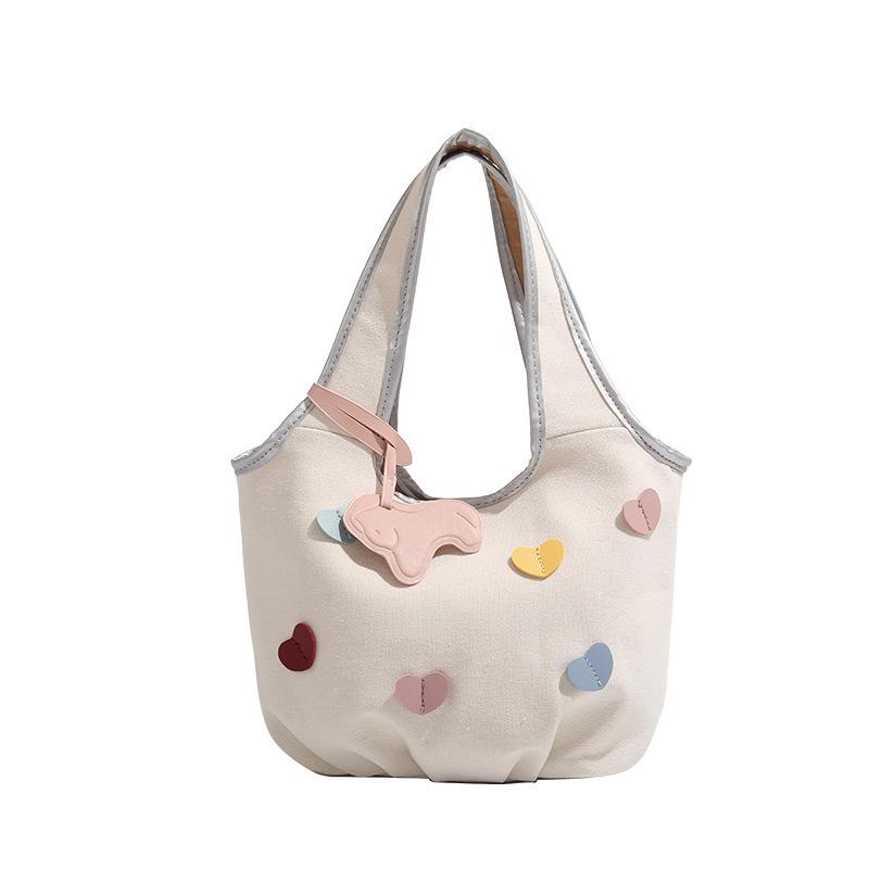 

Модная и повседневная сумка-тоут, милая и девичья сумка-подмышка с сердечком бежевый