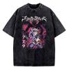 High Quality Yami Sukehiro Black Clover Manga 100% Cotton T-shirt for Men Short Sleeve Vintage Washed Clothing Male T Shirt