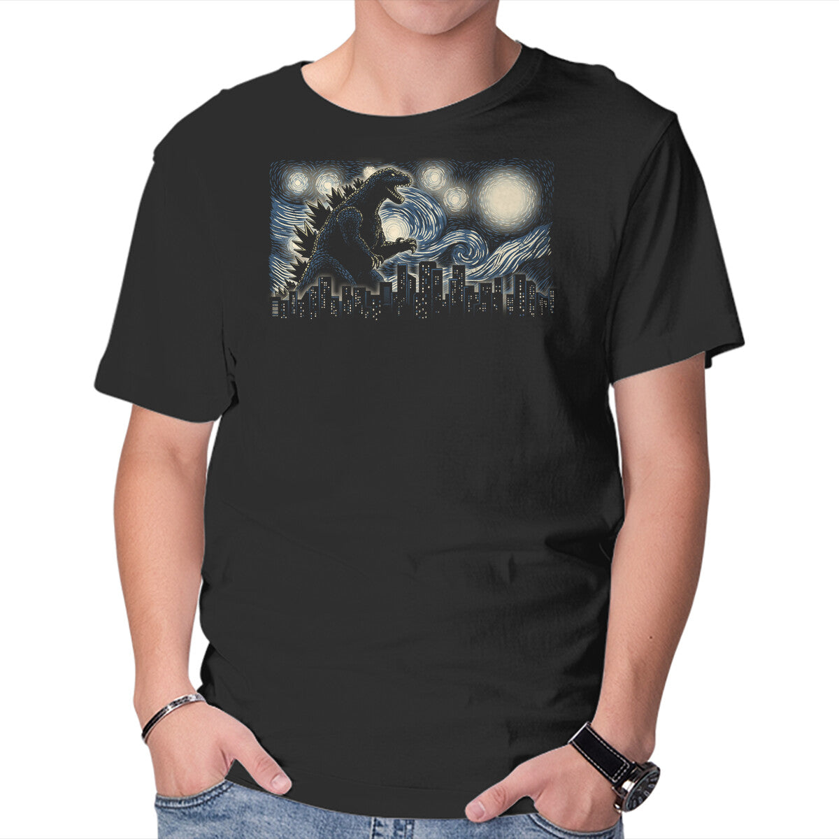Unisex Crew Neck T-Shirt Starry Kaiju Graphic Short Sleeve Casual Tee XL