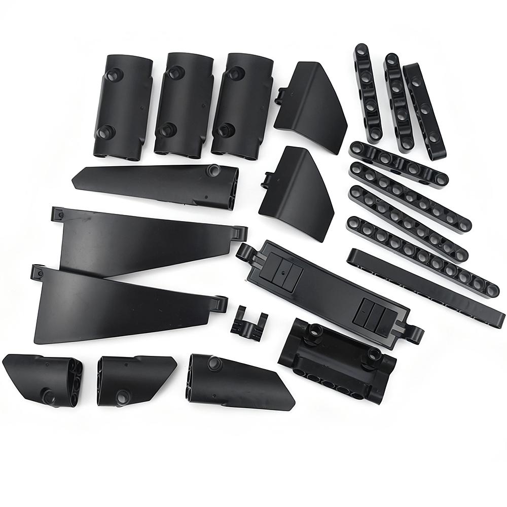 22 Stück Technische gemischte schwarze Bausteine Auto 1x9 1x10 Löcher Großpackung Modell DIY Kreative Steine
