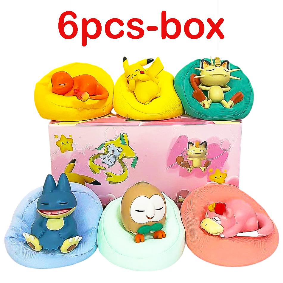 1-12pcs Pok  mon  Pikachu  Action Dolls  Anime sleep Series Desktop Decorations Pok  mon Toys ornament Birthday Gif