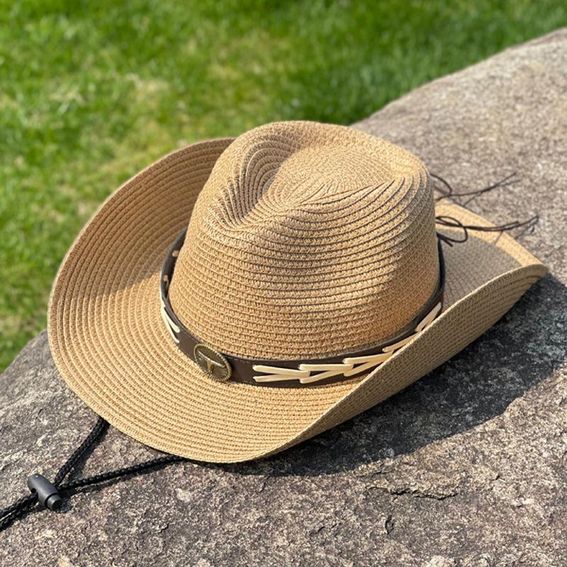 Bull Head Jazz Straw Hat Women's Summer Outdoor Sun Protection Visor Beach Hat Tibetan Hat Western Cowboy Hat Men's