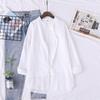 Camisa de Algodón Japonés de Primavera de Longitud Media para Mujer, Holgada e Informal
