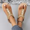Sandali piatti romani casual retrò da donna antiscivolo con perline