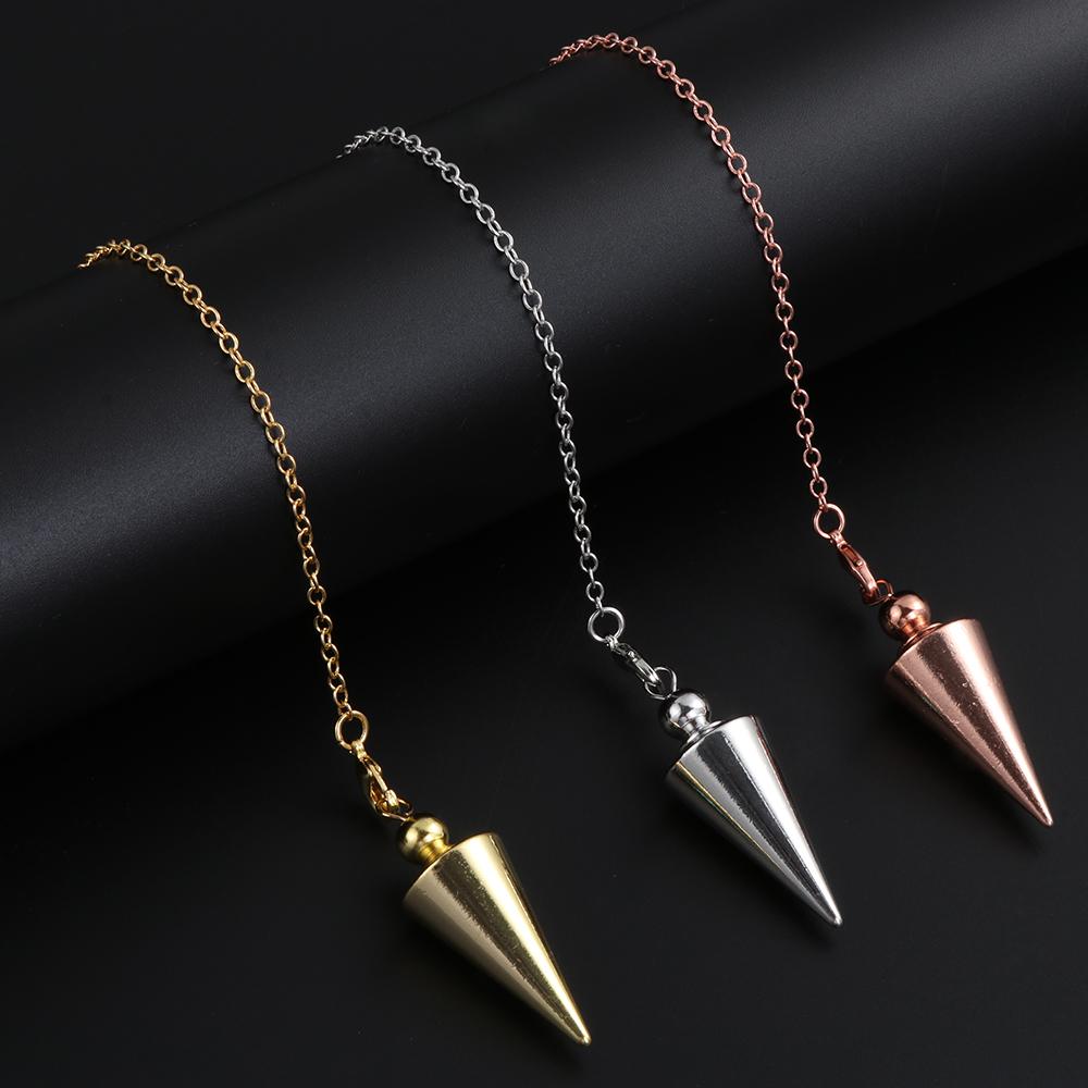 Chain Fashion Jewelry Dowsing Rose Gold Metal Amulet Reiki Pendulum Pendant Cone Pendule Reiki
