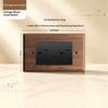 Solid Walnut Wood Wall Switch Socket Retro Brass Toggle Switch 1/2/3 Gang Brazilian Type N Outlet Usb Type-C