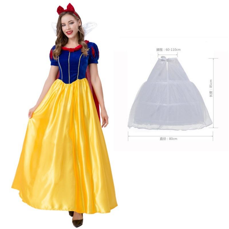 Yixiaoyi Snow White Cosplay Dress Adult Princess Costume with Cape and Headwear