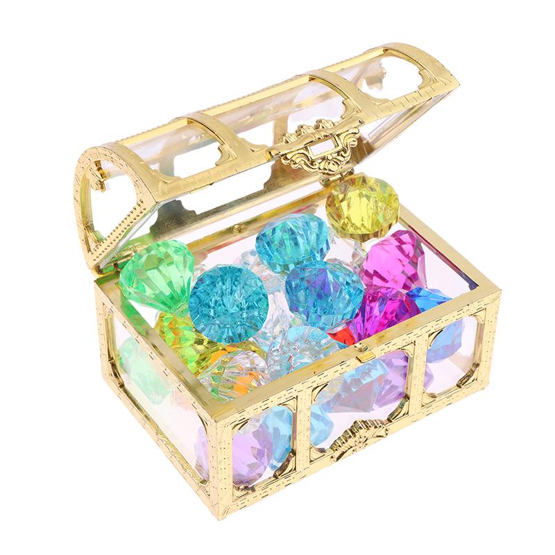 1 Set Child Diy Accessories  Box Treasure Kids Toys Acrylic Colorful Diamond Gems Plastic Large Jewels
