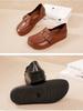 Johnature Retro Genuine Leather Soft Soled Shoes Loafers Round Toe Versatile Slip-on Women's Flat Shoes