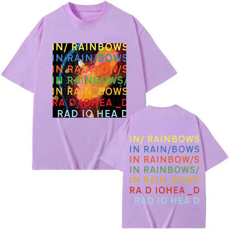Rock Grupė Radiohead in Rainbows Album Merch Marškinėliai Vyrams Moterims Drabužiai Y2k Mada Marškinėliai Vasariniai Kasdieniai Laisvi Medvilniniai Marškinėliai