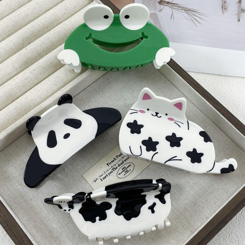 

Cow Panda Hair Claw Rabbit Acetic Acid Hair Claw Creative Animal Claw Clip Daily Style B