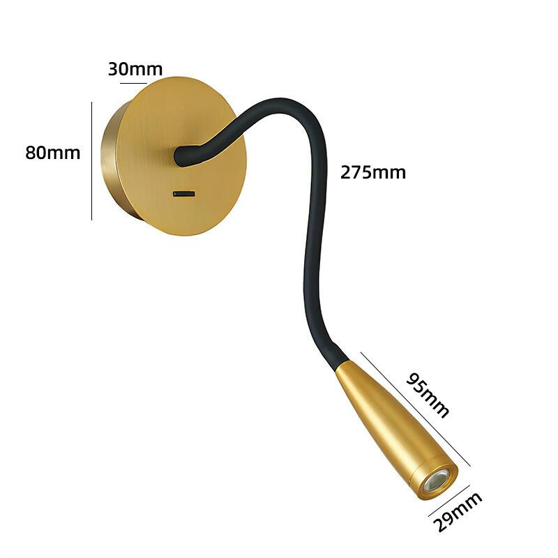 Lampă de perete flexibilă cu LED pentru citire cu gât de gâscă, lumina de perete modernă, montată pe perete, pentru dormitor, reflectoare pentru studiul de inginerie hotelieră