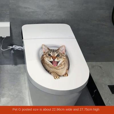 Creative PVC Toilet Stickers Self-adhesive Waterproof Wall Sticker 3D Cat Dog Toilet Seat Decals Home Decoration