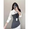 Elegant Waist-Cinching Slim-Fit Petite Splice Dress