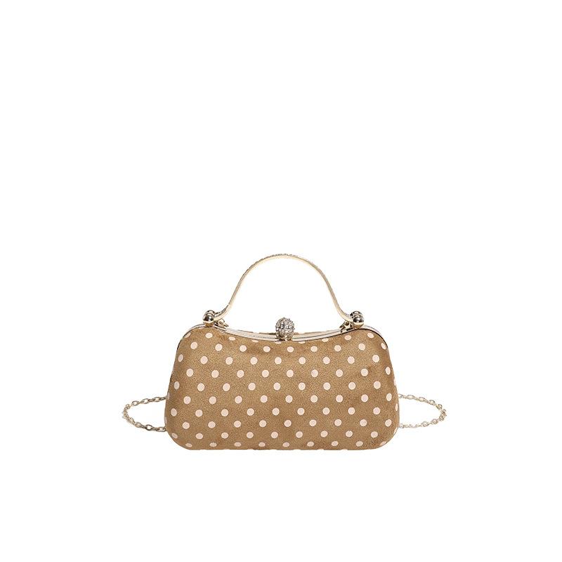 

Повседневная, Универсальная, Модная и Простая Ручная Сумка для Поездок, Нишевая Модная Сумка через Плечо с Полкой в Горошек One Size коричневый