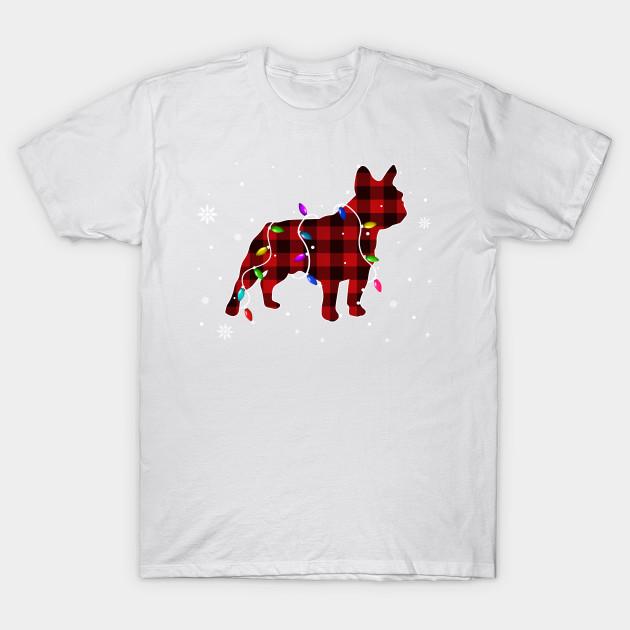 Summer Fashion Clothing Tshirt Funny French Bulldog Christmas Lights Red Plaid Gi Print Men Solid Color Slim Fit Short Sleeve Tops
