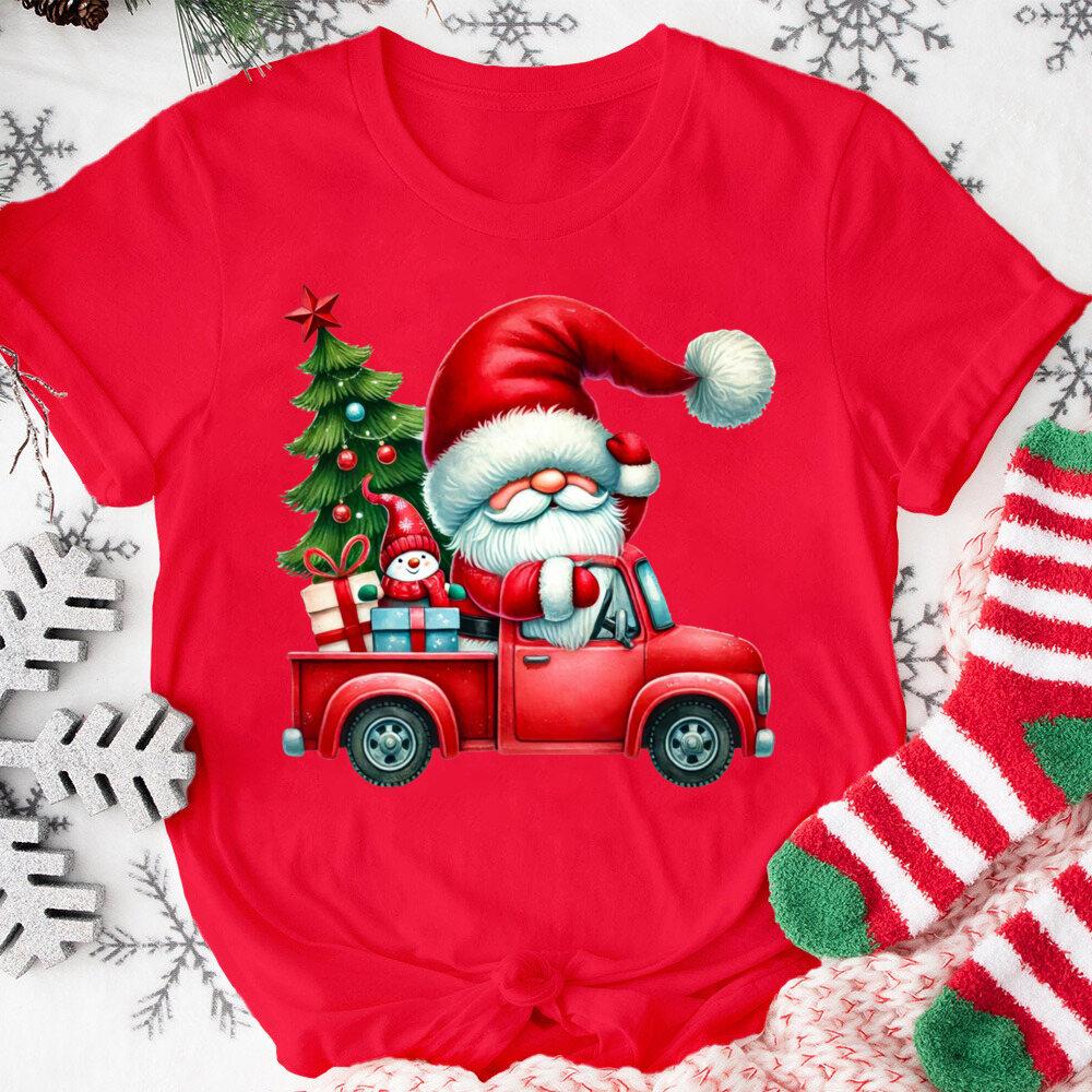Merry Christmas Santa Claus Shirt Cute Christmas Tshirt Unisexs Xmas Short Sleeve Shirts Holiday Clothes
