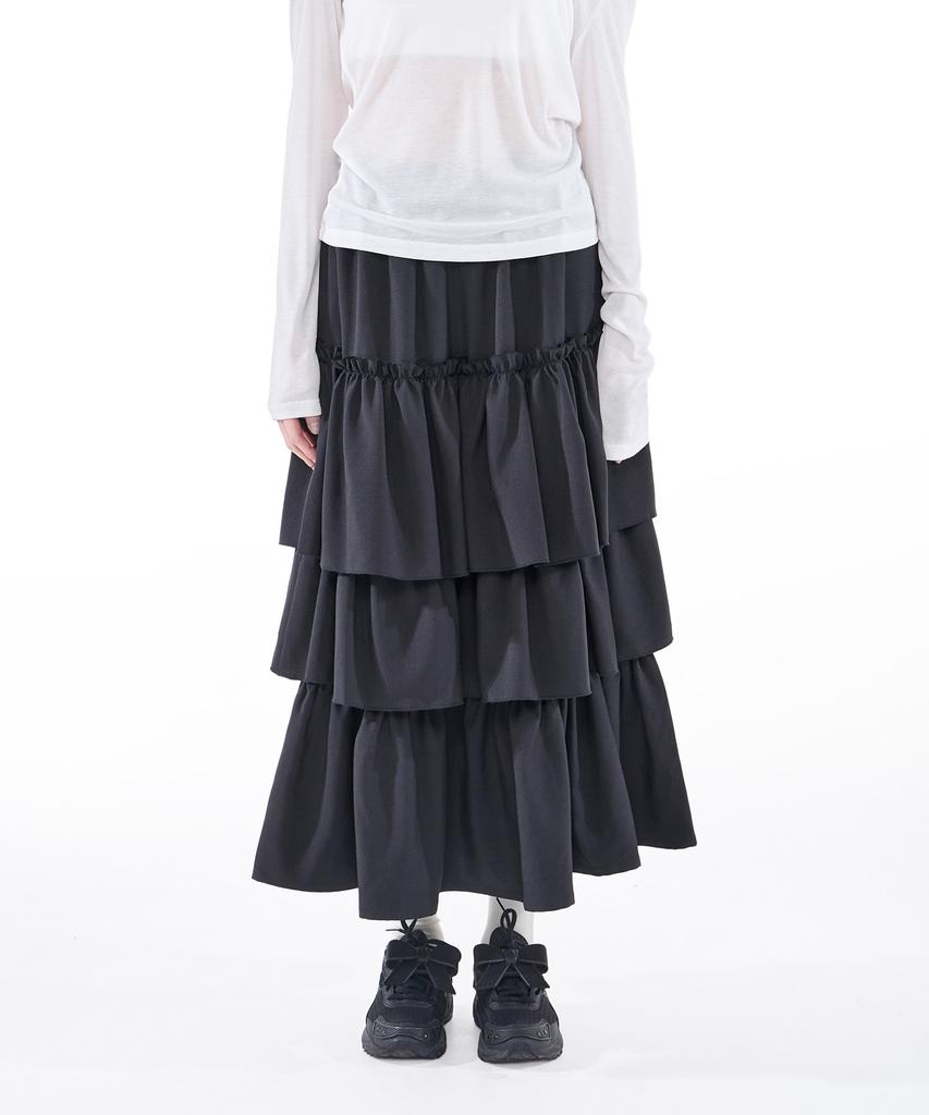 Alkialka Tiered Maxi Skirt (Black)