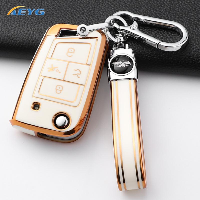For Vw Volkswagen Golf 7 Mk7 Tiguan Mk2 Seat Ateca Leon Fr 2 Ibiza For Skoda Tpu Car Key Cover Case Protection Shell Keychain