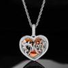 European & American Hip Hop Heart Photo Necklace: Copper Zirconia Pendant with DIY Personalized Heart Frame