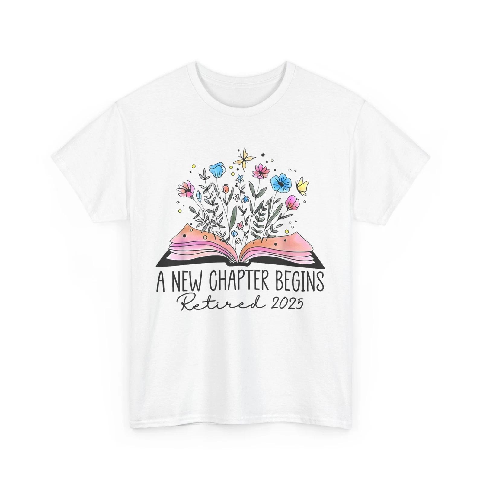 RetiremenT shirt, A New Chapter Begins Retired Floral Book Cute Shirt XL