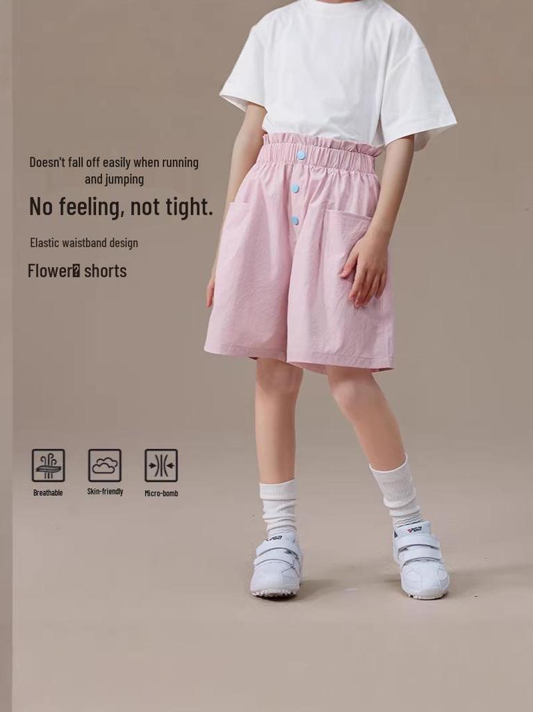 2026 New Girls' Flower Pattern Breathable, Smooth, Skin-Friendly Casual Summer Shorts