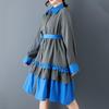 Long sleeve Plus size  vintage patchwork new in dresses for women casual loose spring autumn midi shirt dress