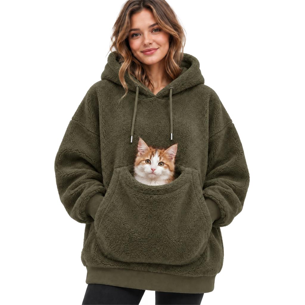 Sudadera Unisex con y Bolsa para Perro, Sudadera Deportiva de Manga Larga