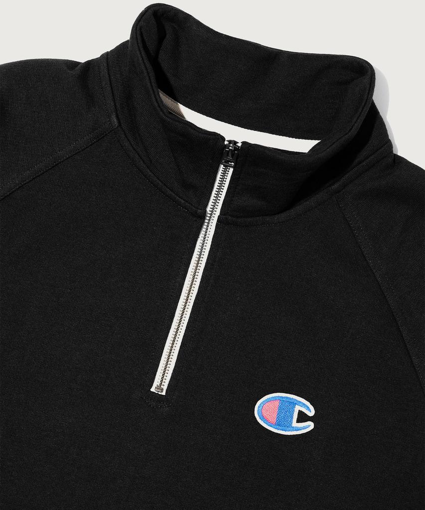 Champion Heritage Logo Loose Fit Half Zip Black