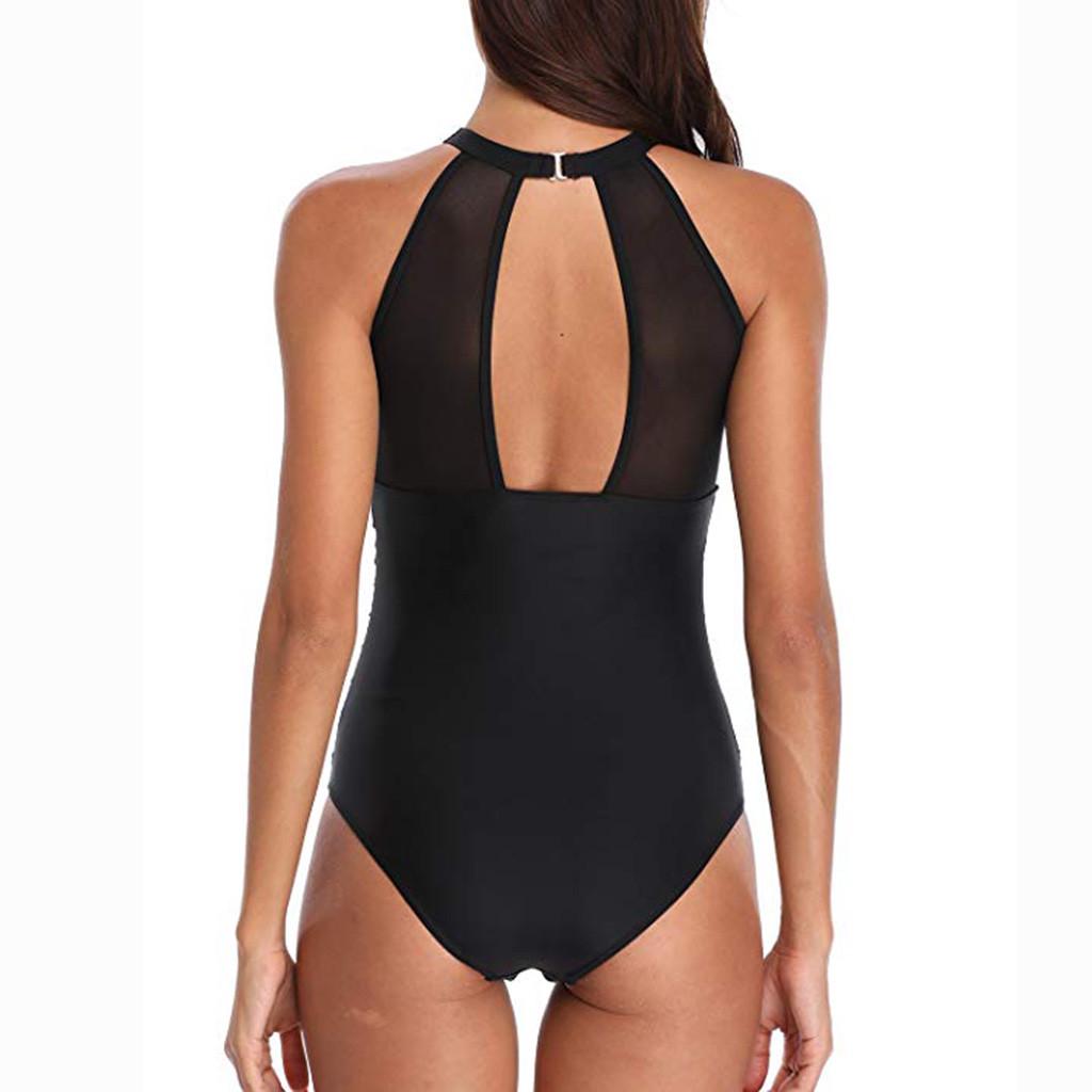 Women  Flower Print Keyhole Mesh   Ruched Monokini Swimwear