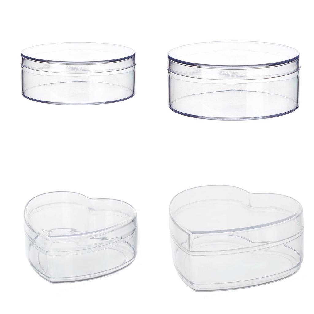 Recipient Acrilic Inimă/Rotund Cutie Acrilică Transparentă Organizator cu Capac Cutii de Depozitare Inimă/Rotunde pentru Bomboane Pastile Unghii Mărgele