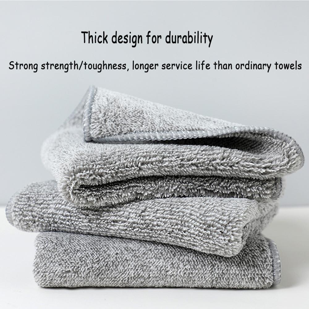 5-10pcs Bamboo Charcoal Fiber Cleaning Cloth Thickened Absorbent Non Stick Oil Cloths Shed-Free Kitchen Household Cleaning Cloth