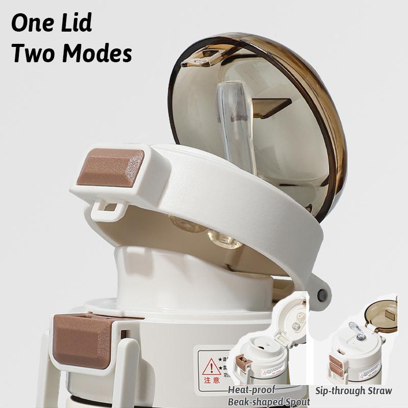 500ml Lightweight Portable Dual Drink OneTouch Insulated Stainless Steel Tumbler Leakproof Thermo Mug Heat Cold Retention Travel