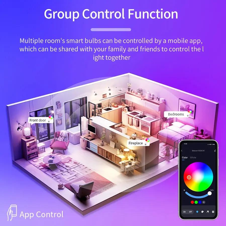 Tuya Smart Bluetooth LED Light Bulbs Smart Life APP E27 220V 9W 15W 18W BT Lamp RF 2.4GHz Remote Group Control for Bedroom Decor