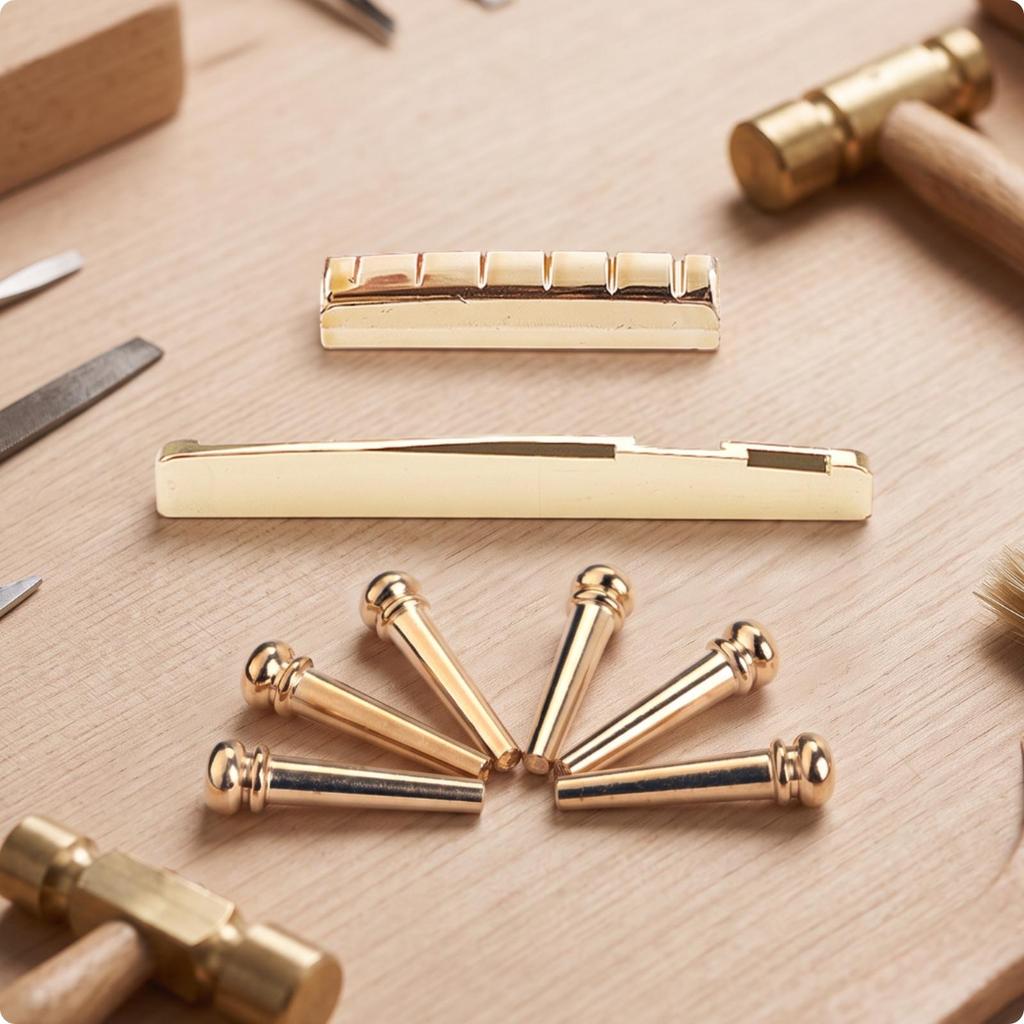 Guitar Bridge Pin Kit with String Rests Brass Hardware Convenient for Guitarists